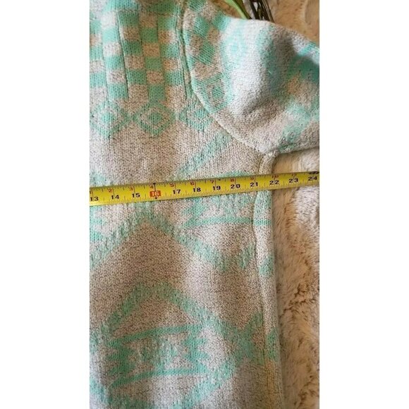 Francescas Miami Light Gray Turquoise Blue Broad Collar Cardigan Sweater Small - Picture 9 of 9